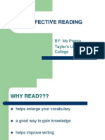 Effective Reading: BY: Ms Prema Taylor's University College