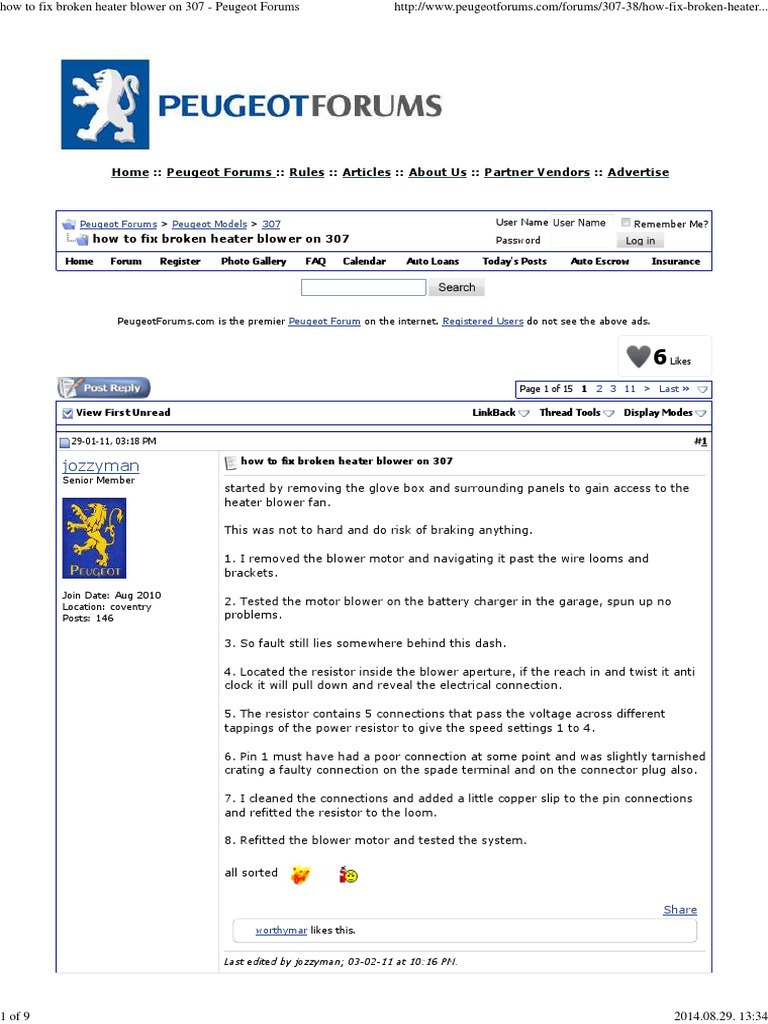 How To Fix Broken Heater Blower On 307 PDF Electrical Connector