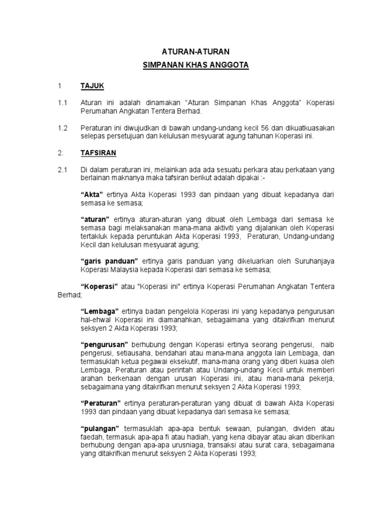 Aturan Simpanan Khas Anggota 2 Pdf