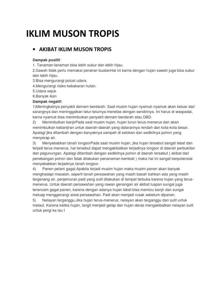 Iklim Muson Tropis | PDF