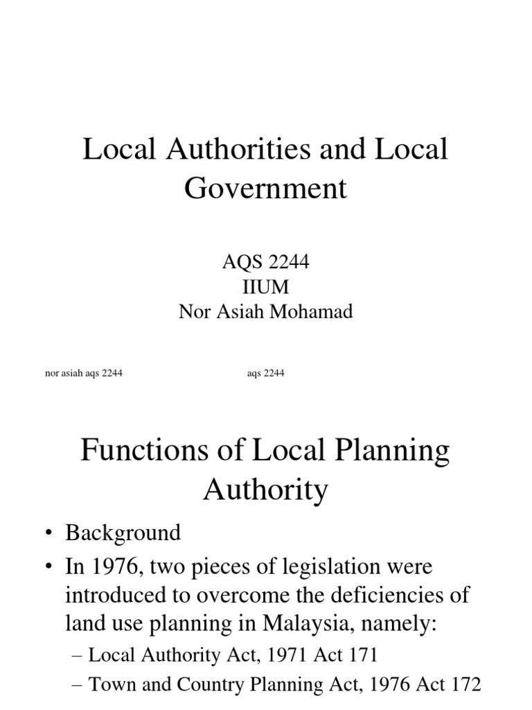 Functions of Local Planning Authority Local Government Sanitary Sewer