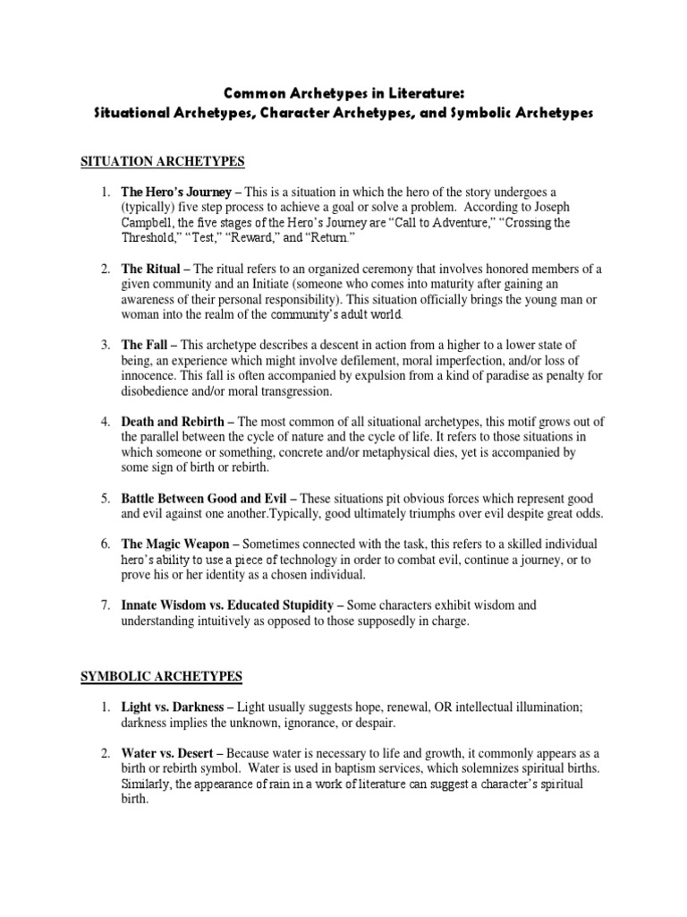 Common Archetypes in Literature | PDF | Hero | Good And Evil