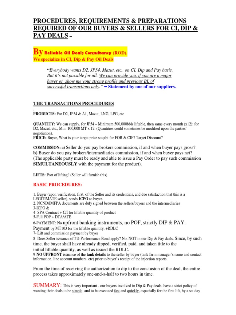 Dip & Pay Procedures Payments Sales