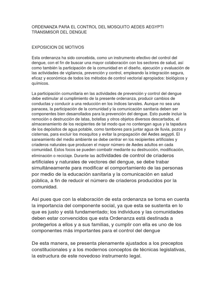 Control de Criaderos de Dengue | PDF | Aedes aegypti | Colector de ...