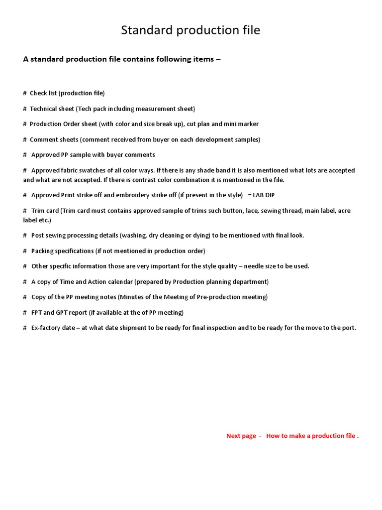 How to Create a Standard Production File | PDF | Specification ...