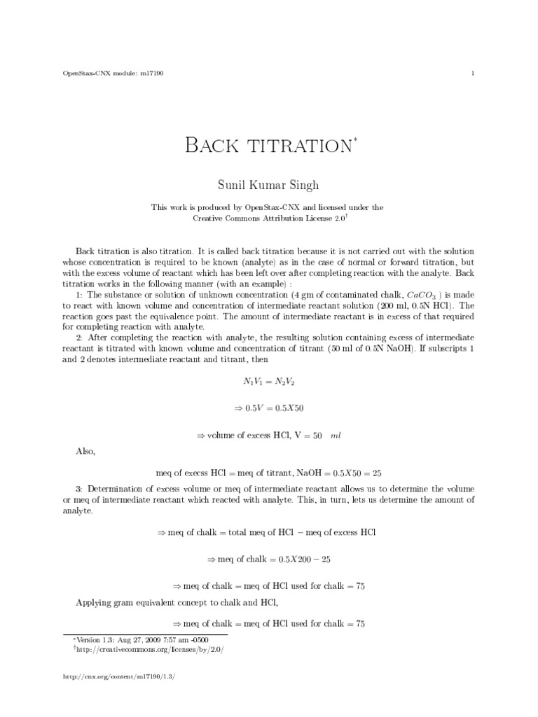 Titration Questions PDF Titration Chemistry
