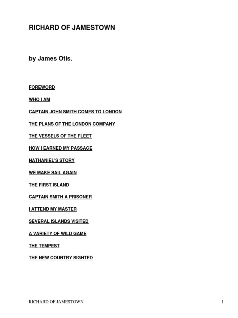Richard of Jamestown: A Child's Journey | PDF | Jamestown, Virginia ...