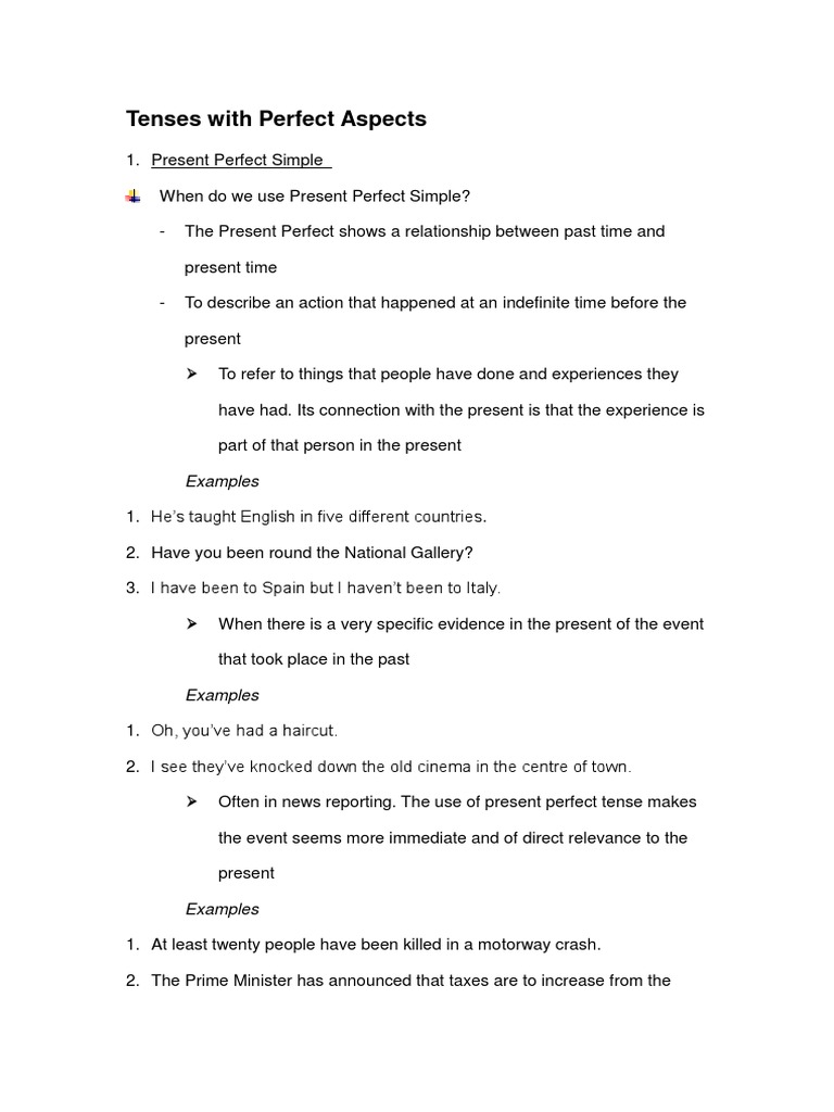Present Perfect Simple Guide | PDF | Language Arts & Discipline ...