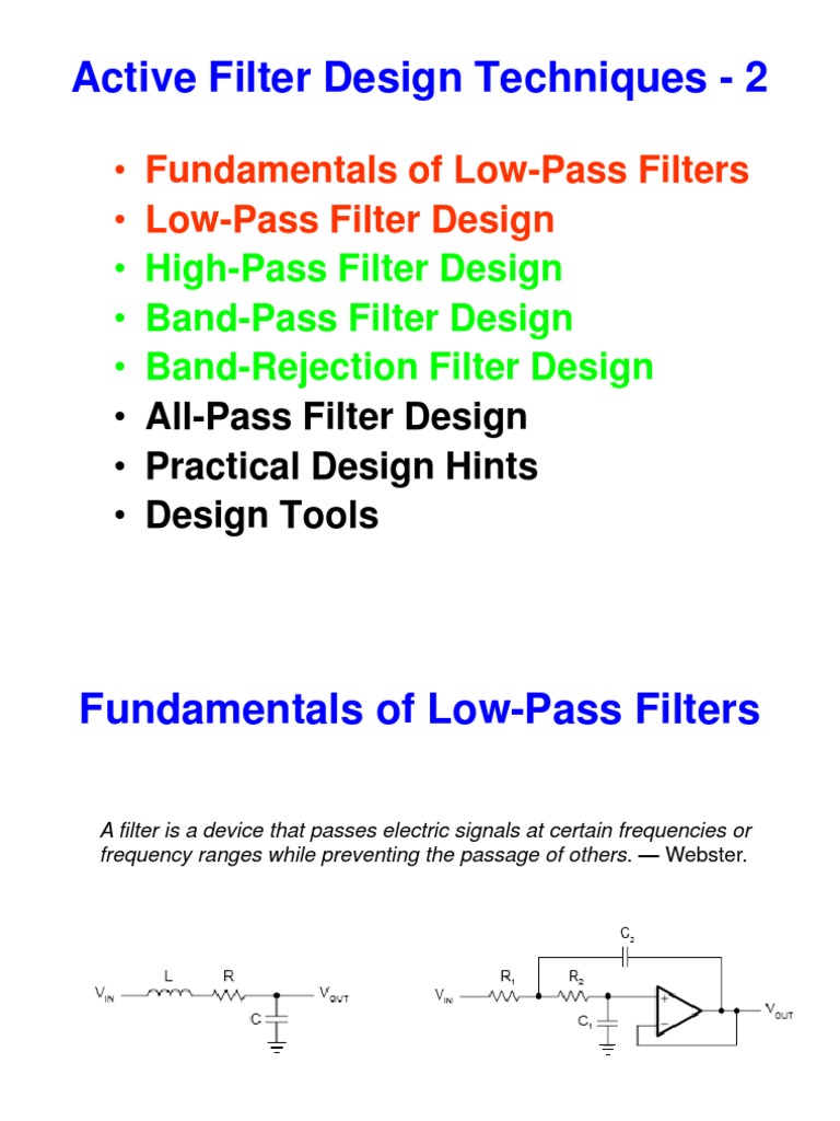 Active Filter Design Techniques Electronic Filter Low Pass Filter
