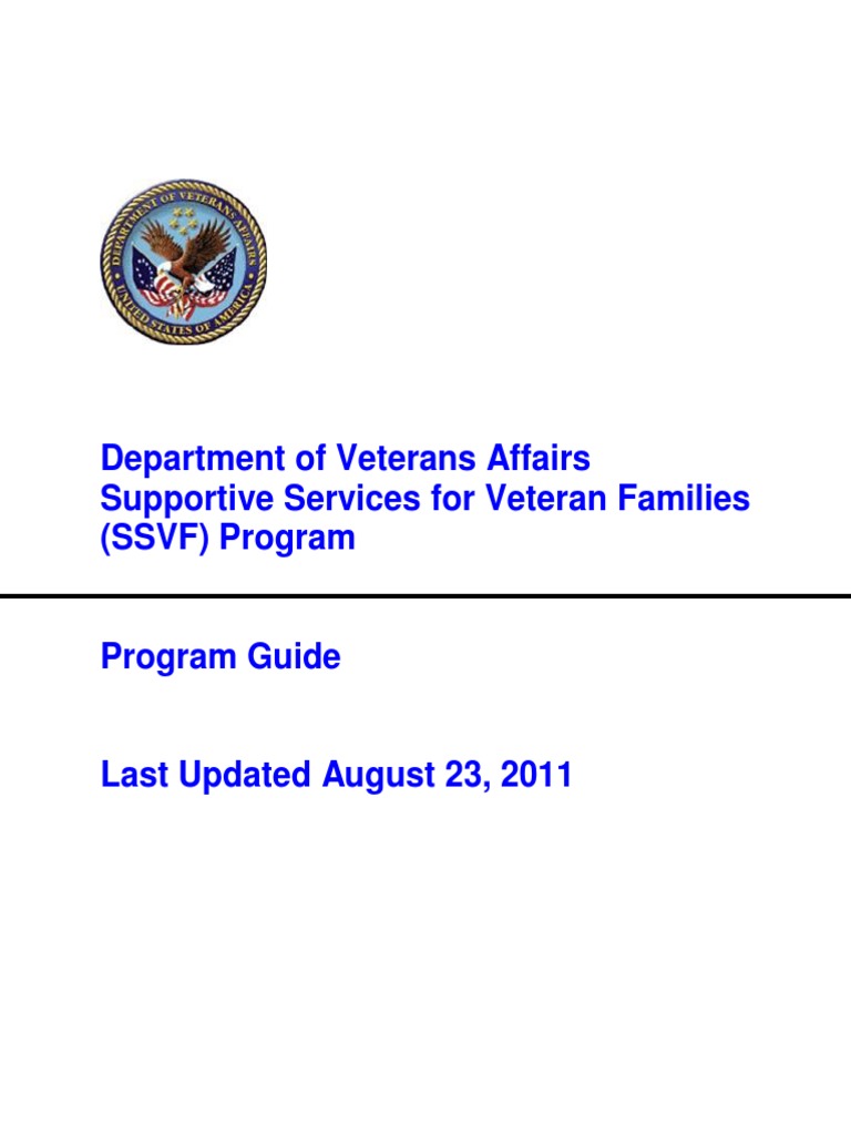 SSVF Program Guide PDF Homelessness Veterans Health Administration