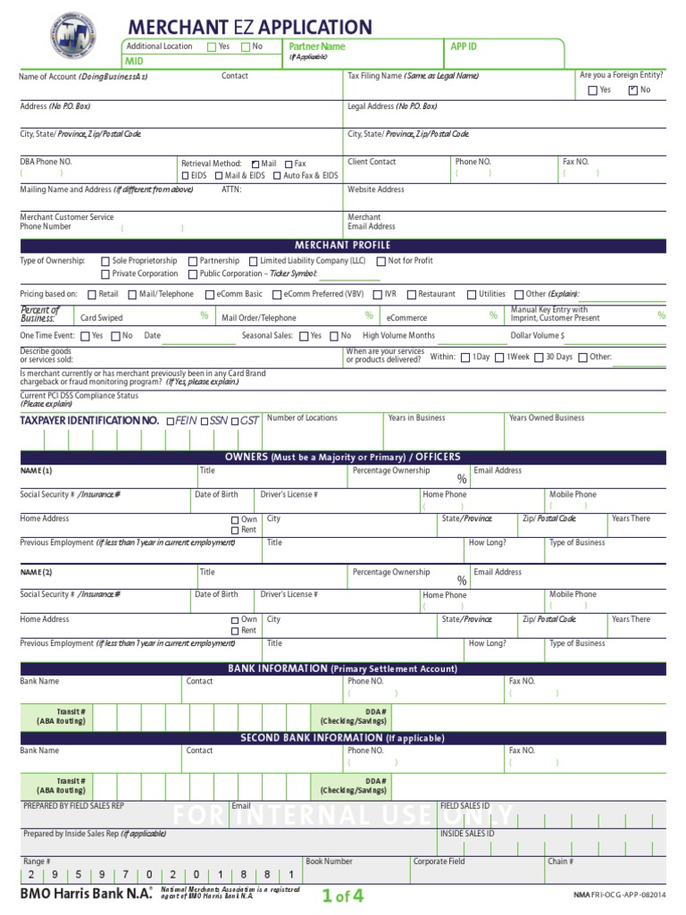 NMA Merchant Application Form | PDF | Guarantee | Debit Card