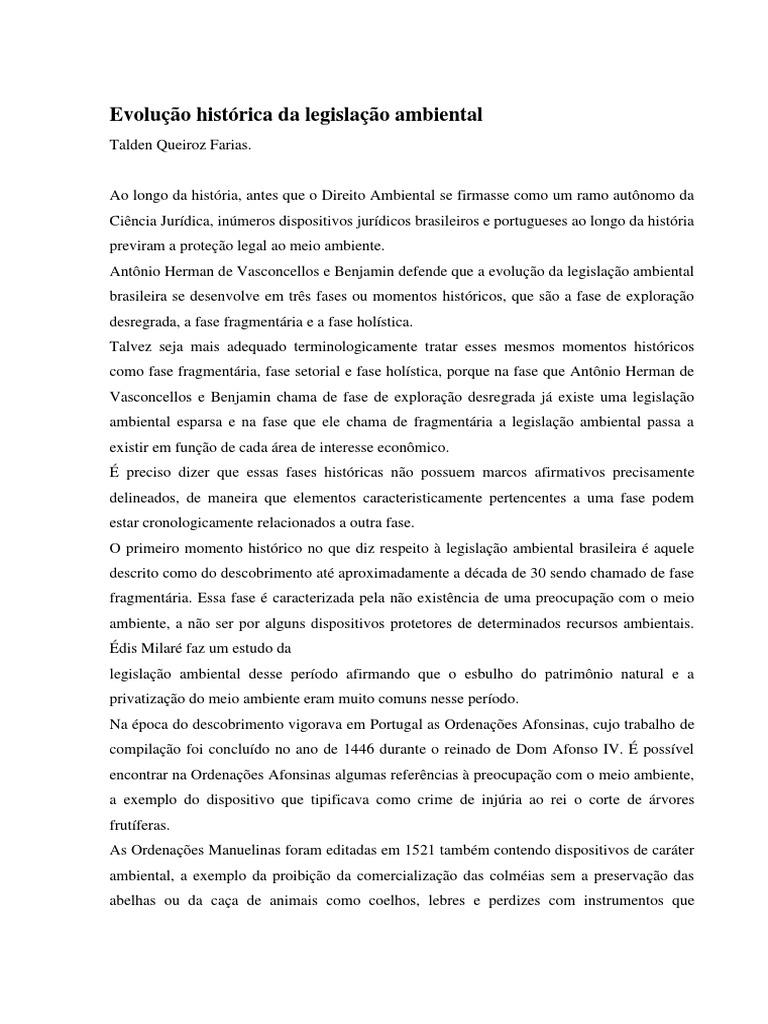 História da Legislação Ambiental no Brasil | PDF | Ambiente natural ...