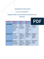 Rubrica para La Evaluacion Sumativa de Triptico