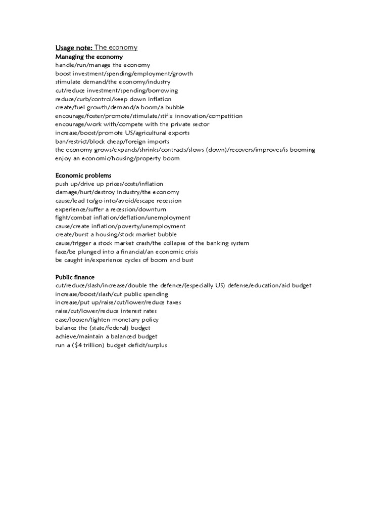 Usage Note Economy | PDF