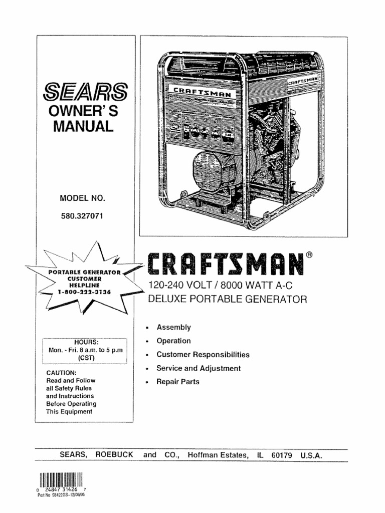 Craftsman 8000 Watt Deluxe AC Generator Battery (Electricity) Ac