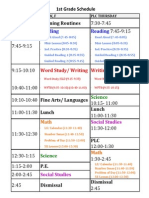 2014-2015 1st Grade Schedule