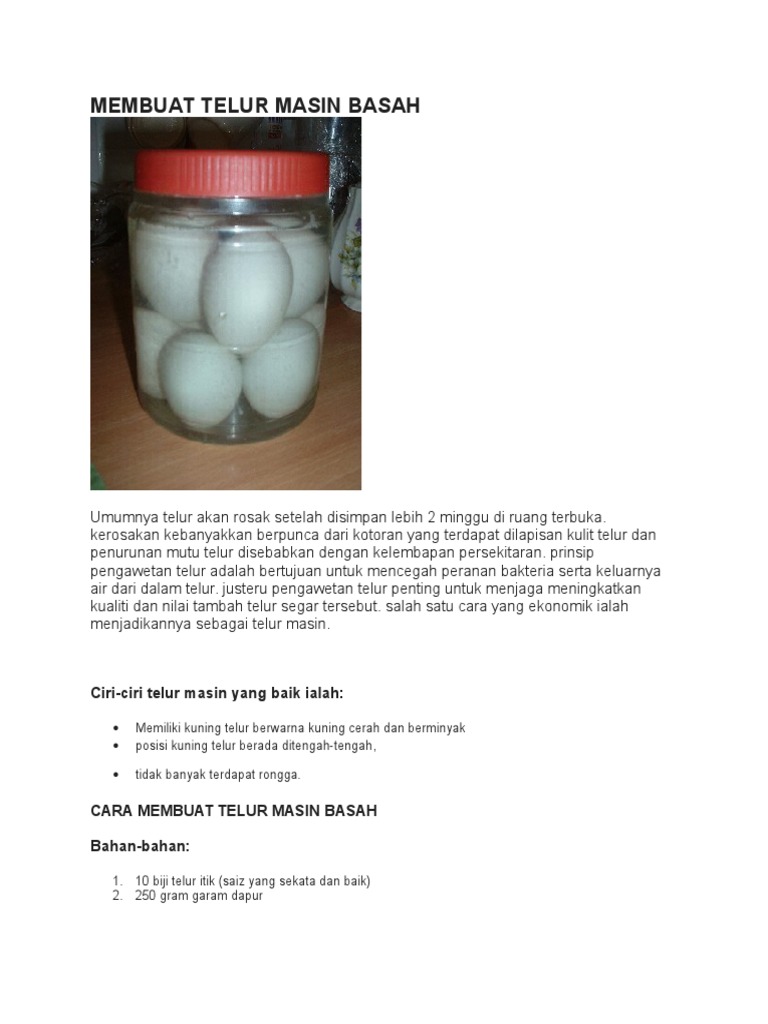 Membuat Telur Masin Basah Pdf