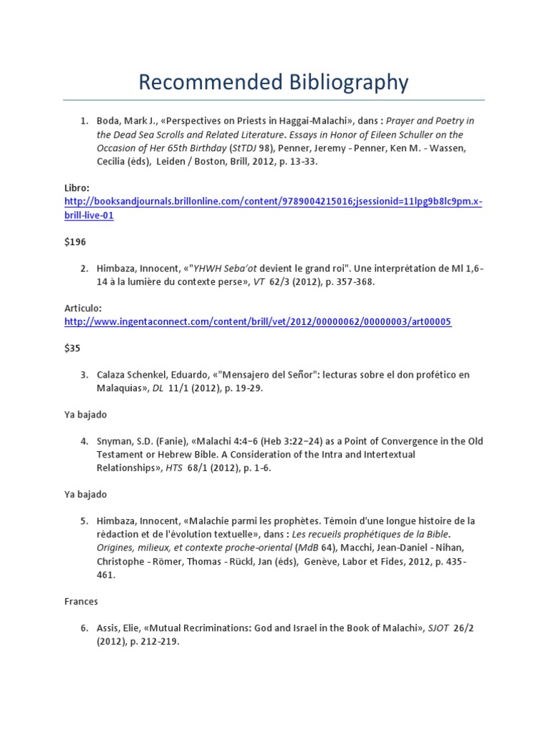 Recommended Bibliography | PDF | Religion & Spirituality
