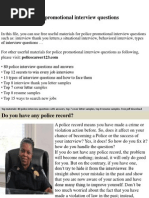 Police Promotional Interview Questions