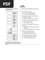 Draft Word Test: 1. Write One Word To Make Three Compound Nouns. 2. Give The Correct Definition For Each Idiom