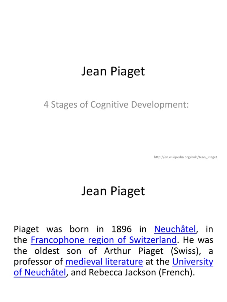 Jean Piaget PDF Mental Processes Psychological Concepts