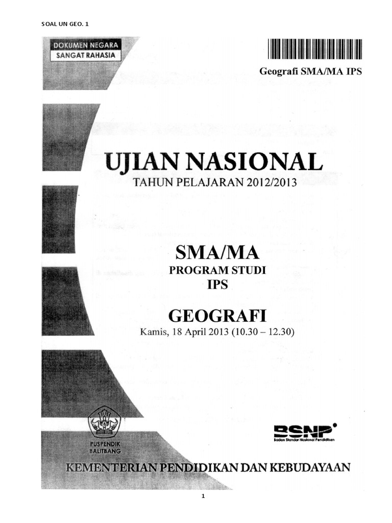Soal Soal Un Geografi Tahun 2011 2012