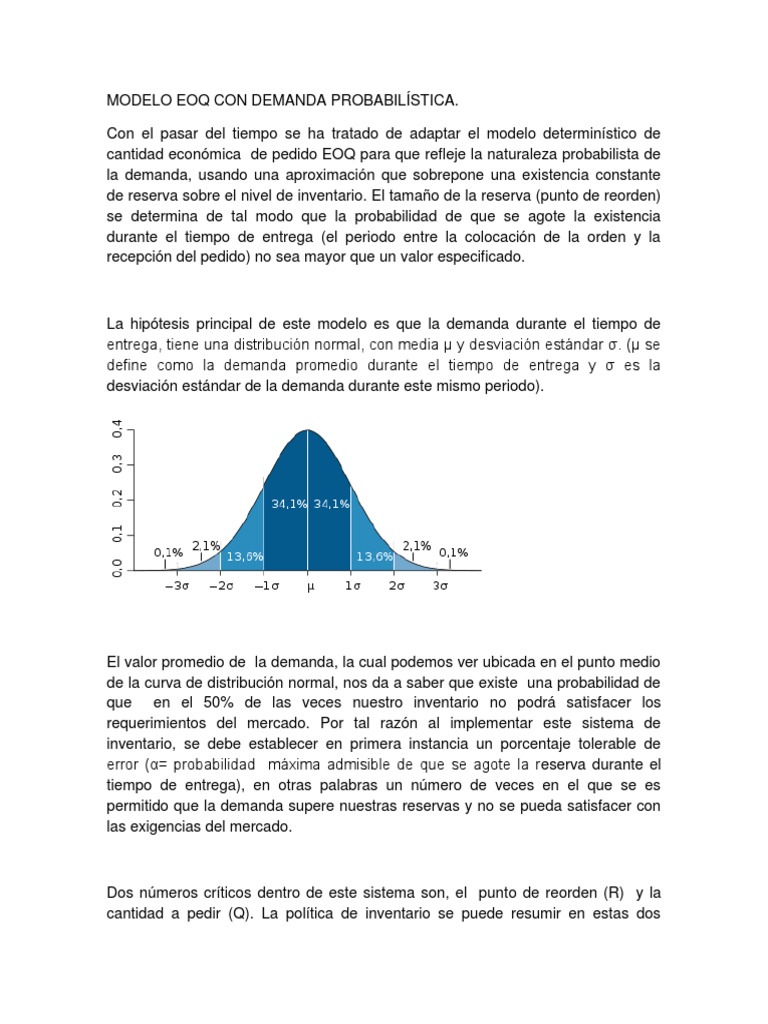 Modelo Eoq Con Demanda Probabilística | PDF | Inventario | Distribución  normal