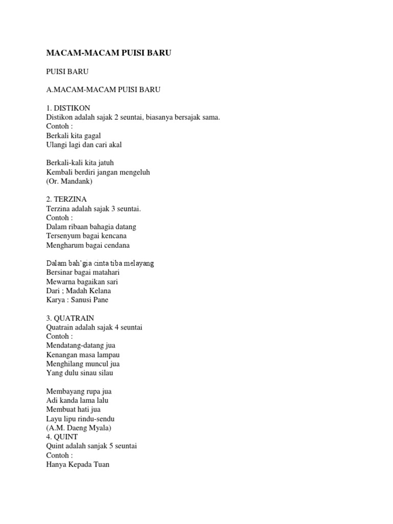 Contoh Puisi Distikon - Simak Gambar Berikut