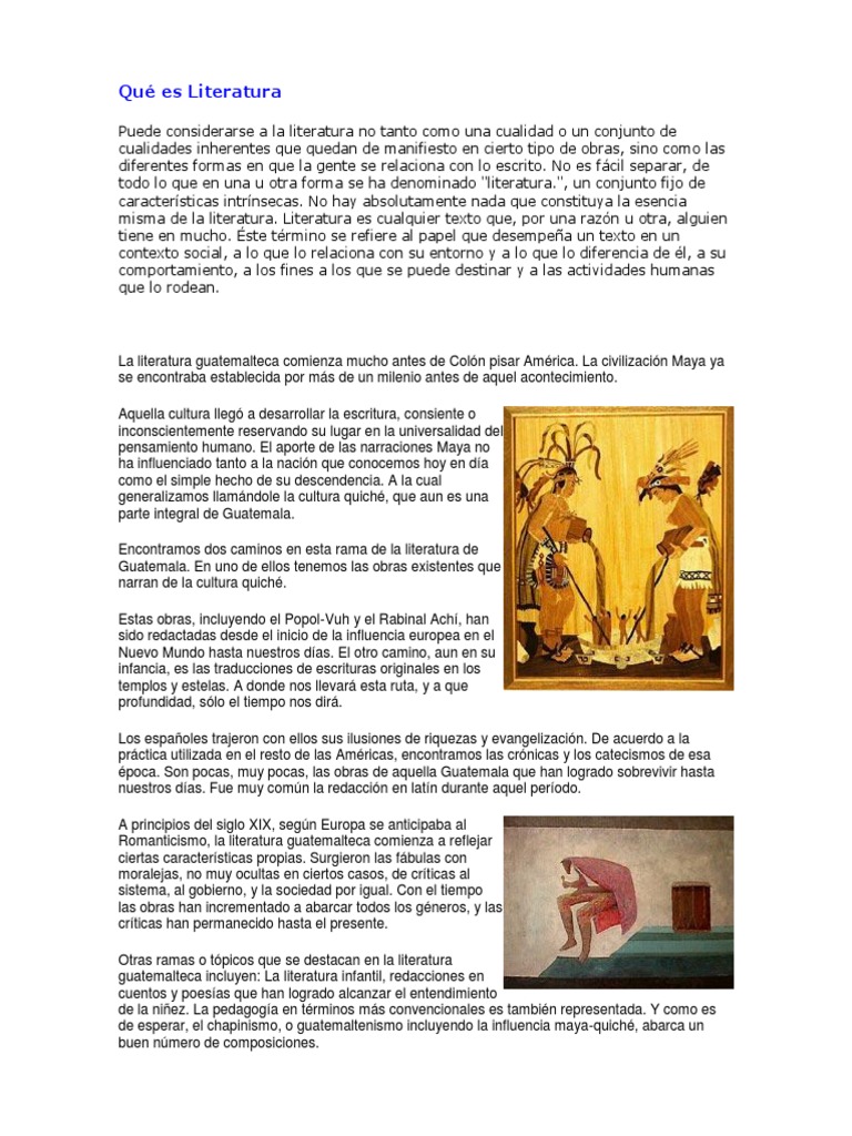 Literatura guatemalteca: historia y características | PDF | Guatemala