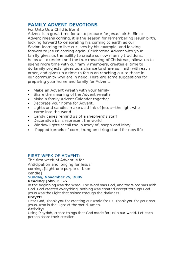 Family Advent Celebration Guide | PDF | Advent | David