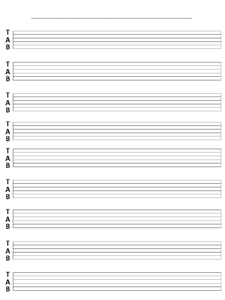 Hoja en Blanco de Tablatura