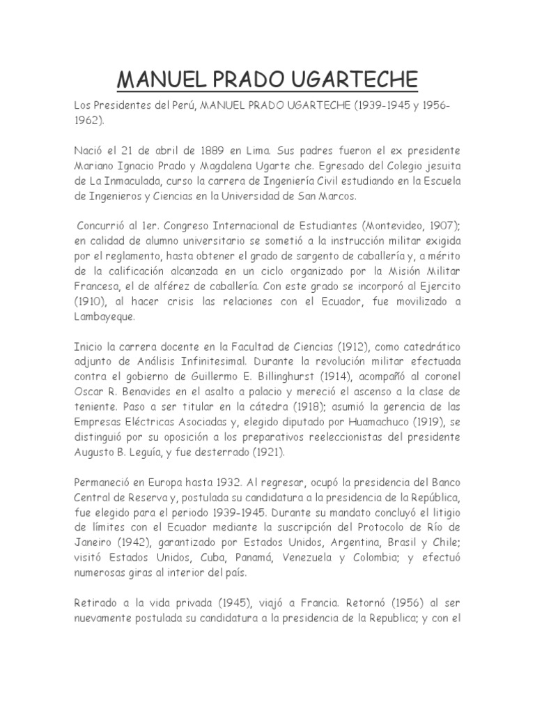 Manuel Prado Ugarteche (1) Oficial general Perú