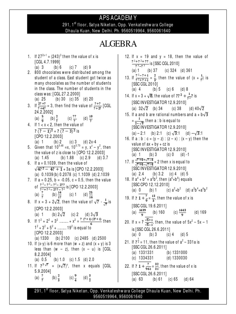 Algebra | PDF