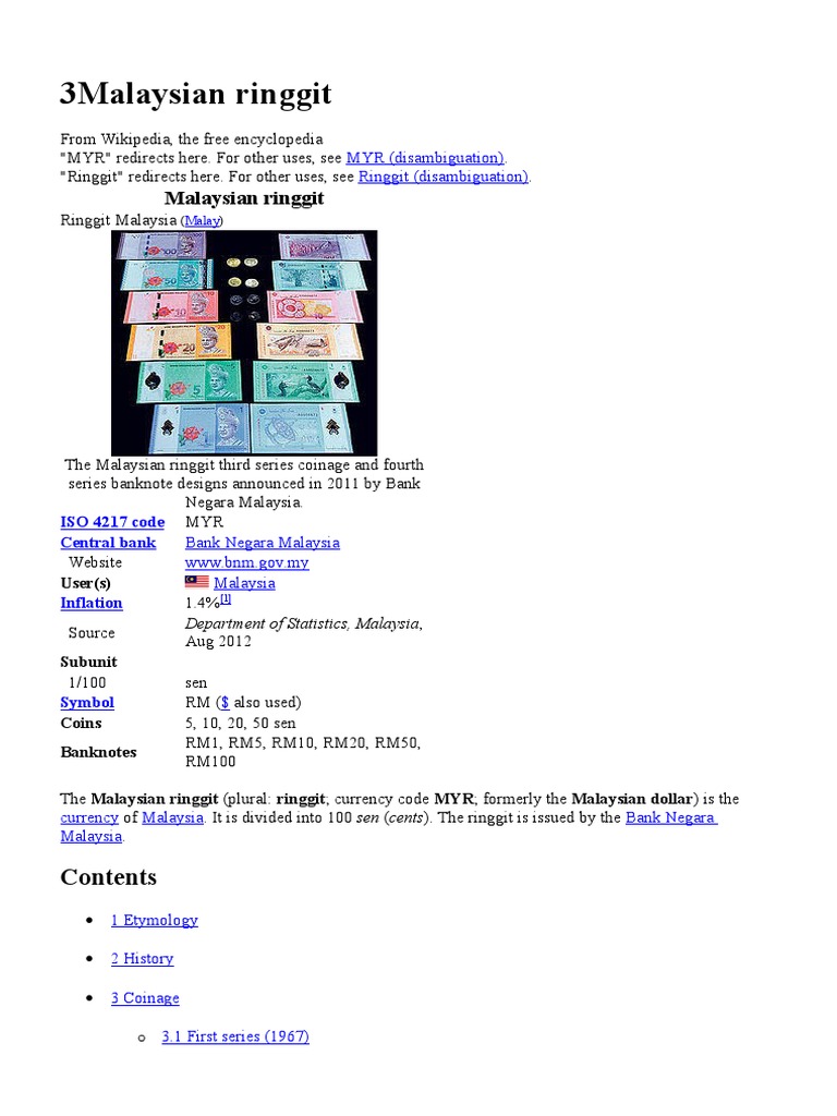 Malaysian Ringgit | PDF | Currency | Economy Of Asia