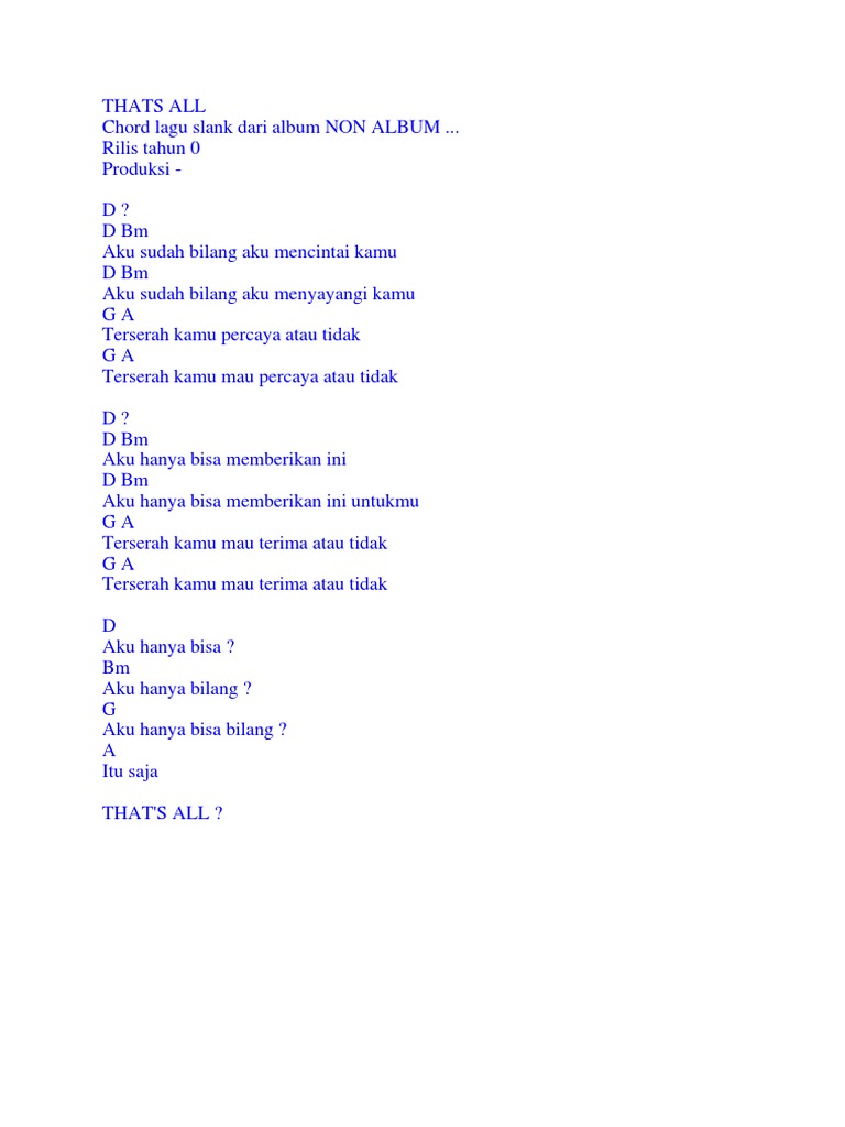 Chord Semua Bisa Bilang watterco