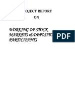 Working of Stock Markets & Depository Participants: Project Report ON