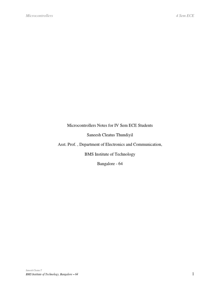 Microcontrollers Notes For IV Sem ECE Students | PDF | Instruction Set ...