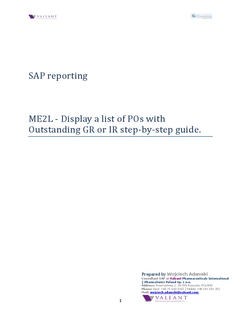 ME2L: PO Report Guide in SAP | PDF | Microsoft Excel | File Format