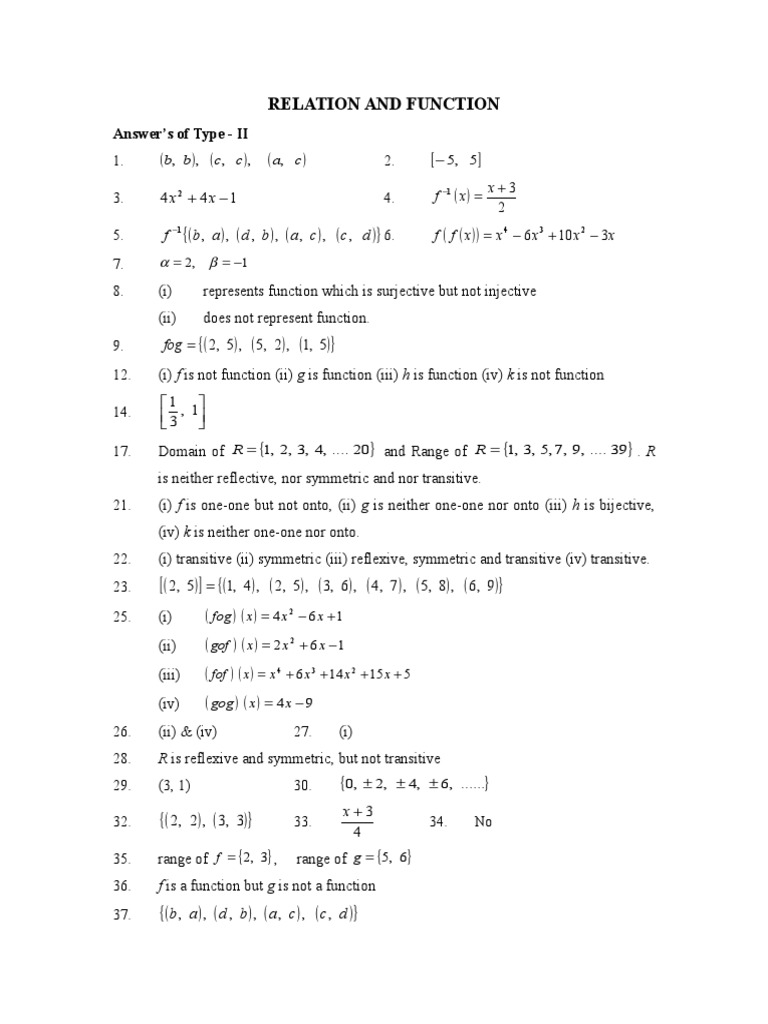 Relation And Function Class 12 Case Study