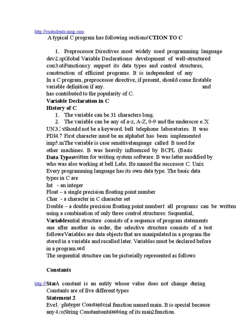 CS301 Notes | PDF | Source Code | Data Type