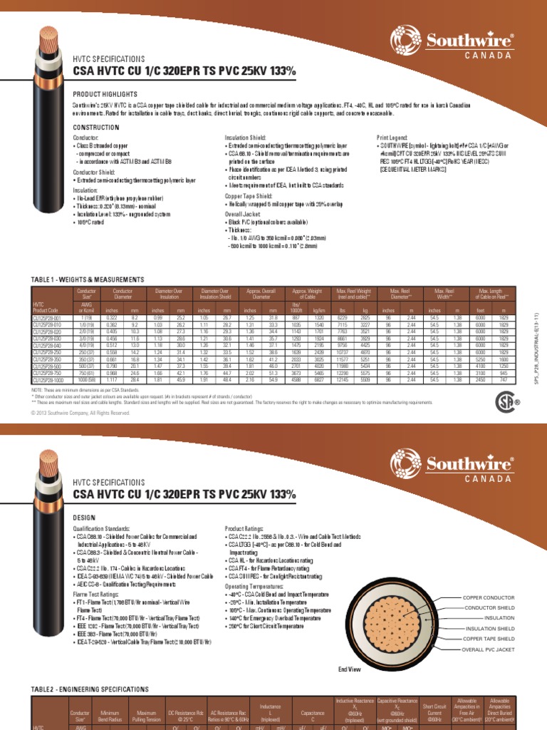 Epr 25KV 133% | PDF | Cable | Insulator (Electricity)