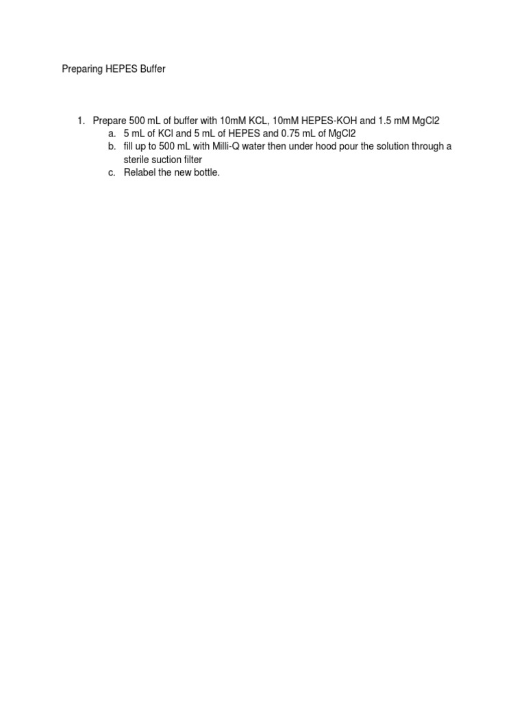 How to Prepare HEPES Buffer Solution | PDF | Cooking, Food & Wine ...