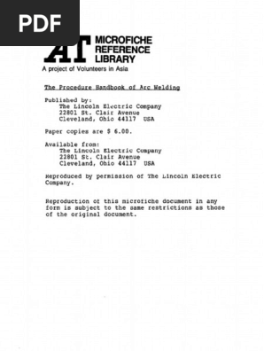 The Procedure Handbook Of Arc Welding Welding Construction