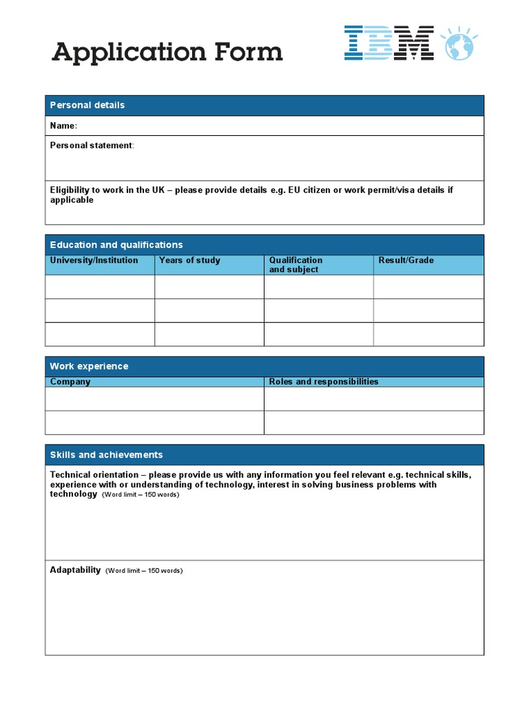 IBM Graduate Application Form | PDF