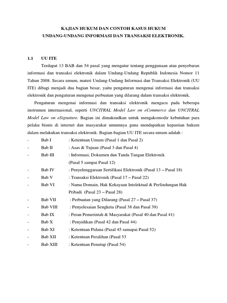 Kajian Hukum Dan Contoh Kasus Hukum Uu Ite PDF