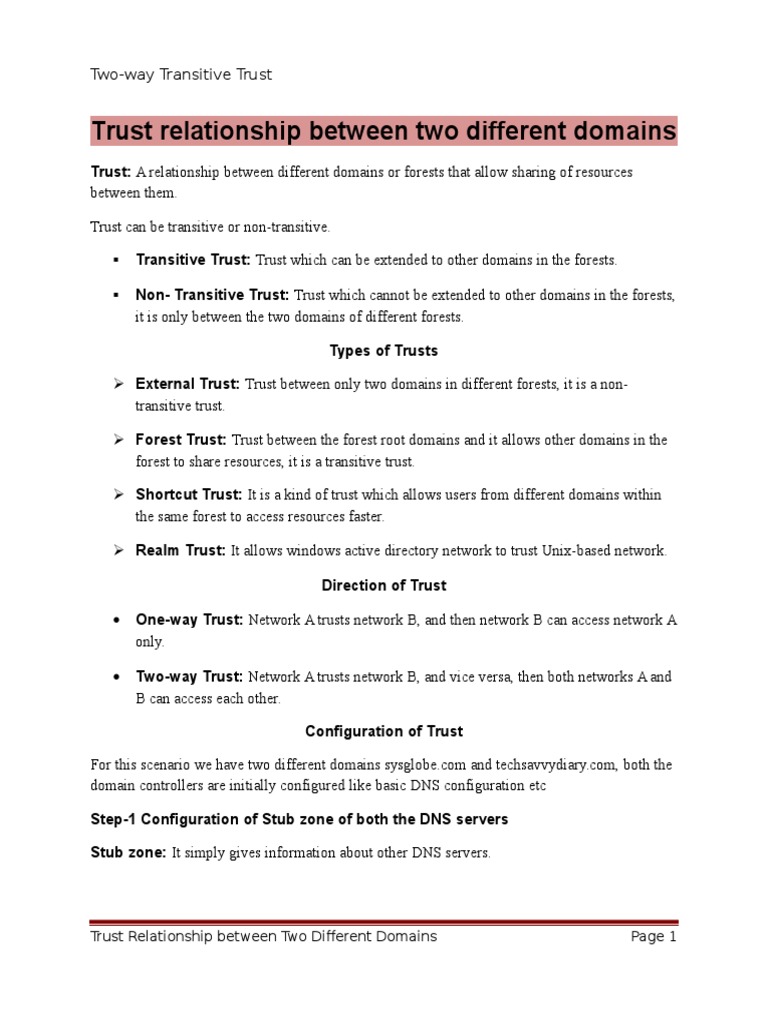 Configuring Two-Way Transitive Trust | PDF | Active Directory ...