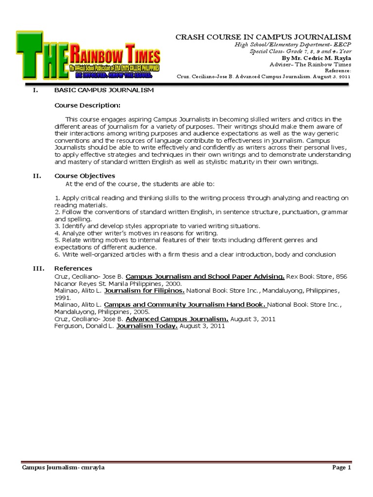Campus Journalism | PDF | News | Journalism