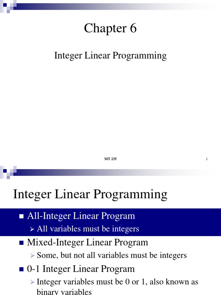 Chapter 6 | Linear Programming | Operations Research