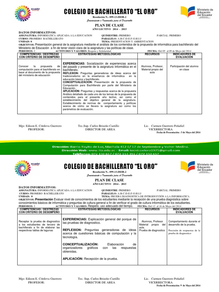 Plan De Clase Informatica 2014 2015 Alvear - 