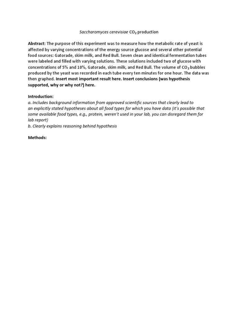 Yeast Lab Report